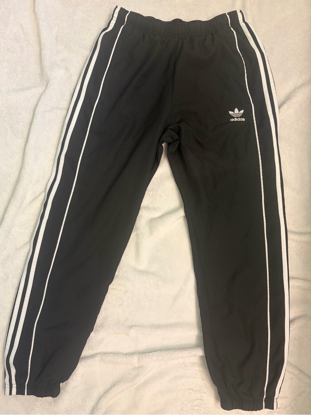 Adidas Men’s Black Track Pants with White Stripes